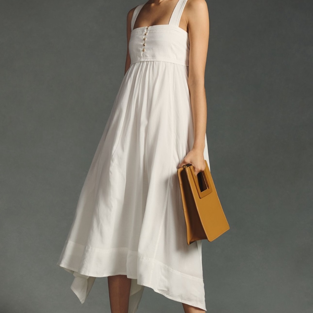 Pilcro Asymmetrical Babydoll Dress White Large